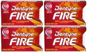 4x Dentyne Fire Spicy Cinnamon Flavor Sugar-Free Gums American Sweets - Picture 1 of 2