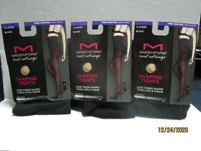 Maidenform Sweet Nothings Women's Black Shaping Tights High Waist Sz XL LOT OF 3 - Image 1 of 2