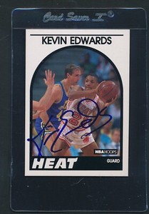 1989/90 Hoops #41 Kevin Edwards Heat Signed Auto *D8442