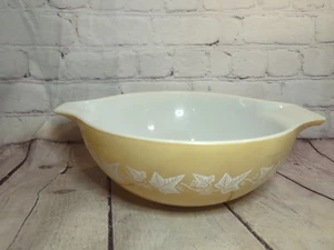 Cuenco mezclador vintage Pyrex 4 cuartos sándalo hiedra cenicienta #444 bronceado con hiedra blanca - Imagen 1 de 8