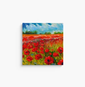 Wildflower field floral Canvas Wall Art. Acrylic painting print. 8x8" to 20x20" - Picture 1 of 10