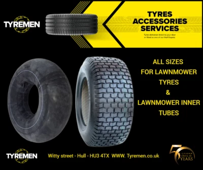 All sizes of Turf tyre, Lawn mower tyres, Lawn mower inner tubes, Ride on mower - Image 1 of 4