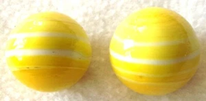 Glass Marbles 5/8" - 10 pcs Handmade Yellow w/white stripes - Picture 1 of 1