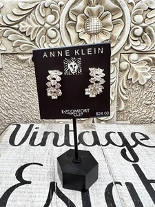 New Anne Klein Bling Rhinestone Cluster Clip Huggie Earrings .75” - Picture 1 of 5