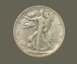 1935-S 90% Argento Walking Liberty mezzo dollaro a scelta VF - Foto 1 di 2