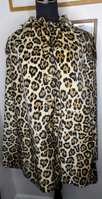Precioso poncho vintage reversible con capa de piel y lana con estampado de guepardo para mujer Foto 1 de 4