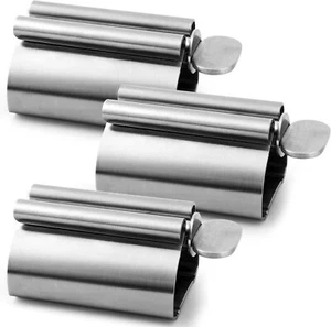 Toothpaste Squeezer Tube Metal Dispenser Stainless Steel Roller Holder 3pcs - Picture 1 of 6