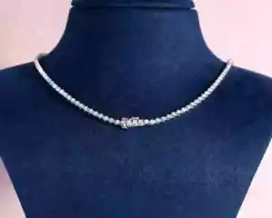 Women's Tennis Necklace White Gold Plated 9.00CT Round Cut Lab Created Diamond - Picture 1 of 4