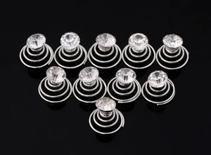24PCS Rhinestones Crystal Spirals Hair Pin Clip Imitation Pearl Spin Pin Swir... - Picture 1 of 6