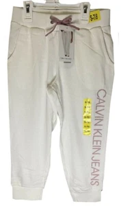 Calvin Klein Girls Capri Sweatpants Big Kids White/Pink VARIATION - Picture 1 of 5