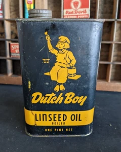 Vintage DUTCH BOY Linseed Oil Can - One Pint - Nearly Full - National Lead Co. - Picture 1 of 8