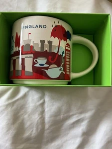 Starbucks Coffee 14oz ENGLAND Mug YAH YOU ARE HERE Cup New With Box - Picture 1 of 7