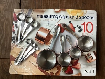 MIU Copper Plated & Stainless-Steel Measuring Cups & Spoons-10 Piece Set - NEW - Image 1 of 4