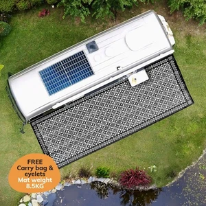 Caravan & Camping Mat | Outdoor Rug | RECYCLED Plastic Mat | Black and Grey 7m - Picture 1 of 6