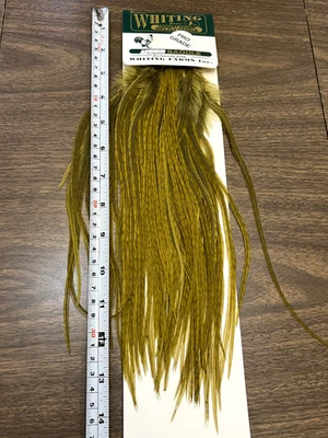 Whiting Farms Pro Grade 1/4 Rooster Saddle. "Olive" Feathers