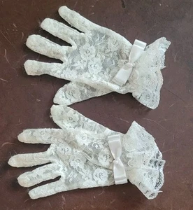 Lace Gloves For Girls Formal First Communion Baptism Flower Girl Birthday - Picture 1 of 8