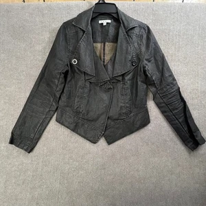 Cabi Style 901 Linen Blend Gray Moto Jacket Biker Asymmetrical Women's Medium - Picture 1 of 7