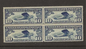 US Scott #C10 mint never hinged 10c Lindgergh's plane 1927 airmail, block of 4, - Picture 1 of 2