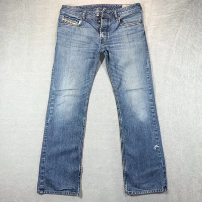 Jeans masculino bootcut Diesel Zatiny 32x32 botão desgastado mosca rodeio ocidental 0842C - Imagem 1 de 4