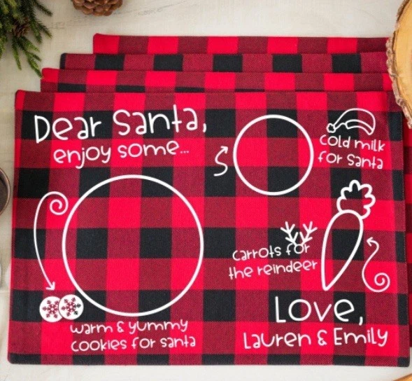 Mantel individual de Navidad 'Delitos para Santa' lugares para galletas de leche y bocadillo de renos Foto 1 de 1