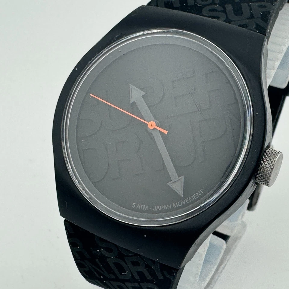 Reloj de Cuarzo Super Dry JPN Hombre 50m Negro Plástico Goma Japón Analógico Batería Nueva Foto 1 de 4