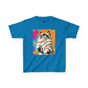 Fluffy Ragdoll Cat Graphic Kids Tee, Colorful Cat Shirt, Fun Gift for Cat Lovers - Picture 1 of 65