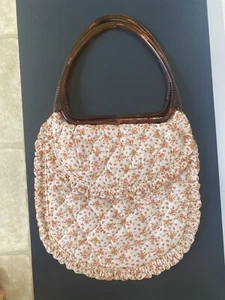 Vintage Retro Handarbeit 70er Jahre Handtasche, Stepphandtasche Blumen Rüschen Cottagecore - Bild 1 von 8