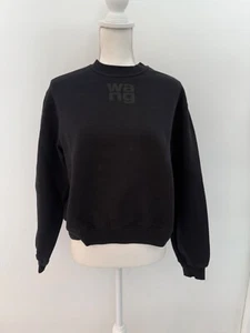Alexander Wang Puff Logo Pullover Long Sleeve Structured Terry Black Sweatshirt - Picture 1 of 7