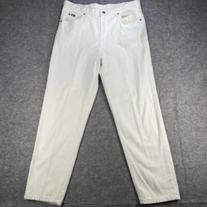 Vintage Union Made Lee Jeans White Beige Denim 100% Cotton 38x32 Made In USA - Picture 1 of 12