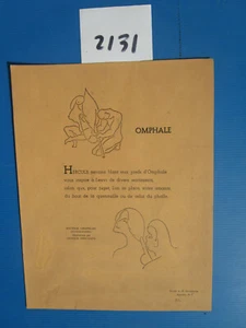 N° 2131 / estampe litho ?? N° 6 / 50 : HERCULE ... OMPHALE / olivier descamps - Imagen 1 de 2