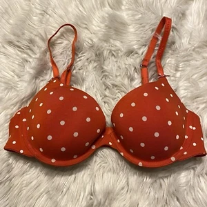 Victorias Secret 36C Bra Polka Dot Cotton Lined Demi Underwire Back Closure - Picture 1 of 6