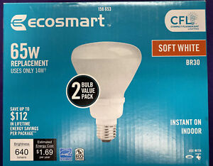 Ecosmart LED Bulb Lights 65Watt Equivalent BR30 Dimmable Soft White   2-Pack)