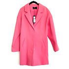 IKKS Manteau Single Breasted Snap Button Long Blazer in Rose Red Size S NWT $489