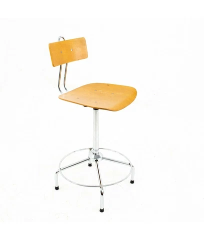 Bieffe Mid Century Italian Blonde and Chrome Drafting Bar Stool Cover