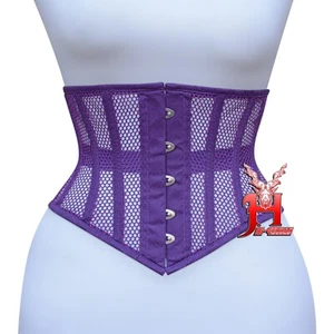 Corsé debajo del pecho corsé algodón negro red Underbust Purple Mesh Corsets - Imagen 1 de 6