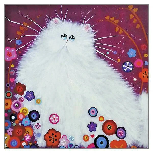 TOMCAT CARDS 'Janis' Funny White Cat Greeting Card Kim Haskins Humorous Blank Greetings Cards