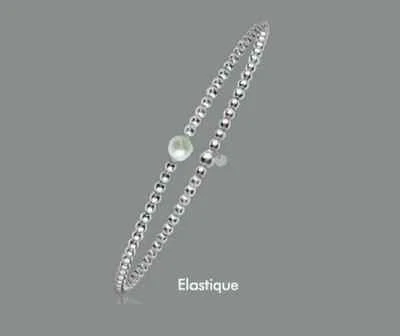 Bracciale Elastico Sfere E Perle D'Acqua Dolce Argento 925/000 - Immagine 1 di 4