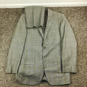 Corallorosso by Isaia Suit Wool Glen Plaid Suit Gray 40R 35x30