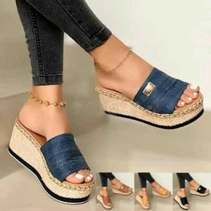 Sandali donna espadrillas ciabatte sandali zeppa slipper estivi - Foto 1 di 42