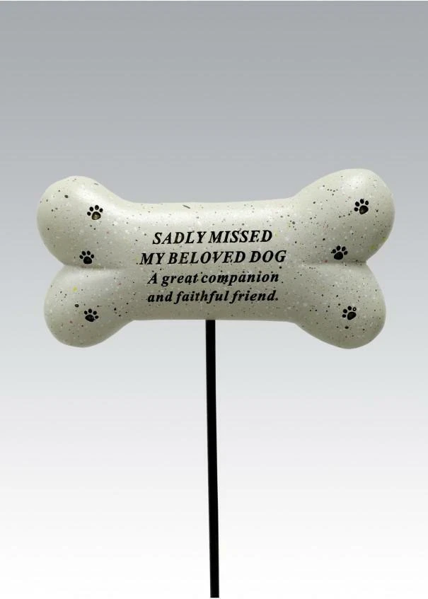 Dog Bone Memorial Stick - Sadly Missed - Grave Memorial Ornament - Image 1 of 1