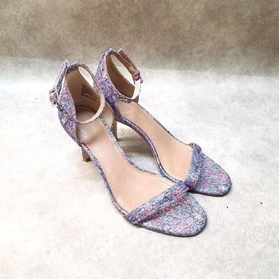 Halogen Womens Size 7.5 Multicolor Fabric Open Toe Ankle Strap Heels - Image 1 of 4