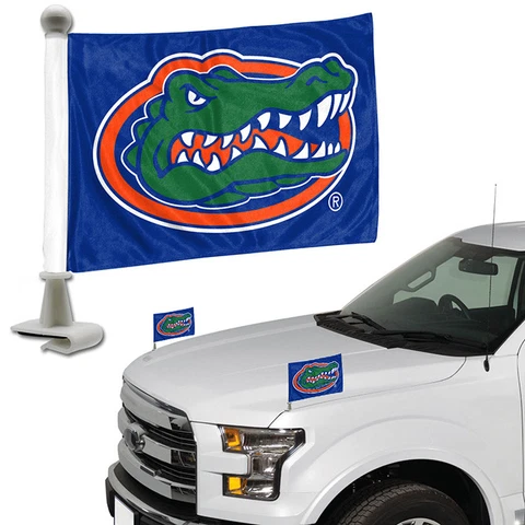 Florida Gators Set of 2 Ambassador Style Car Flags - Trunk Hood Cover