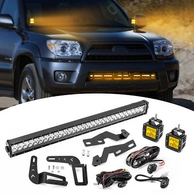 Barra de luz ámbar de 32"" para Toyota 4Runner 03-09 (parachoques + zanja) + cápsulas de 3"" + montaje + cable Foto 1 de 4