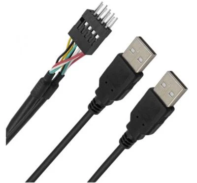 9 Pin IDC Header Male to Dual Type USB-A 2.0 Motherboard Cable 0.5m - Image 1 of 4