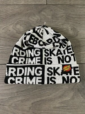 Santa Cruz SKATEBOARDING IS NOT A CRIME Long Shoreman Skateboard White Beanie - Image 1 of 4
