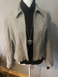 Lauren Ralph Lauren Wool & Angora Blend Cropped Jacket – Size 12 Gray - Picture 1 of 13
