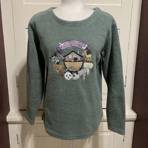 Christopher & Banks Women's Fleece Sweatshirt Top Size M Embroidered Noah's Ark - Picture 1 of 5