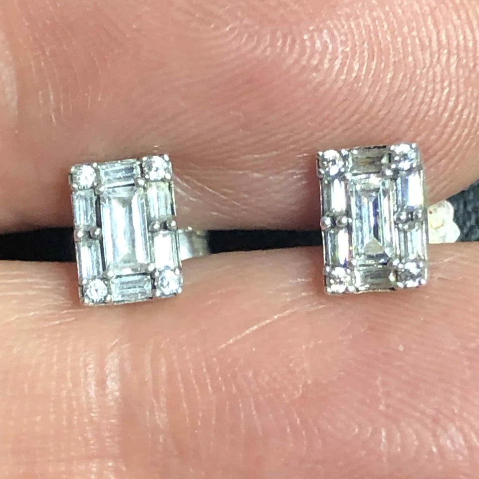 7586 Pandora Sterling signed 925 ALE Baguette cz stud earrings - Image 1 of 2
