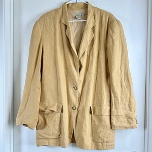 VTG Calvin Klein Sport Yellow 100% linen blazer Size 10 Fit XL With Shoulder pad - Picture 1 of 11