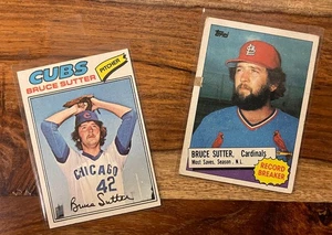 BRUCE SUTTER 1977 TOPPS ROOKIE RC #144 & 1985 TOPPS #9 - CHICAGO CUBS, HOF - Picture 1 of 3